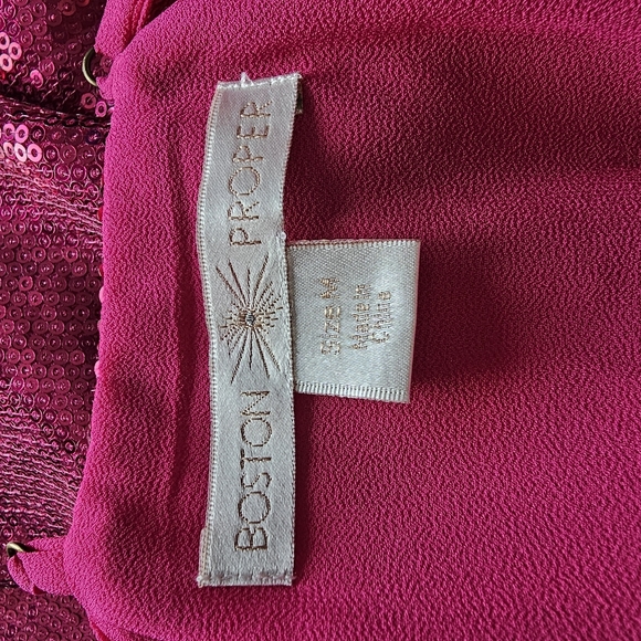 Boston Proper Pink Sequin Sparkle Top M - Picture 5 of 5